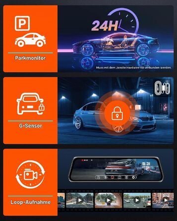 Автомобільний відеореєстратор-дзеркало Jansite 4K з камерою заднього виду та 5.8GHz WiFi