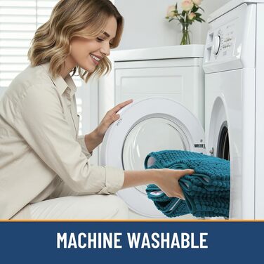 Товстий килимок у ванну Homaxy з chenille, 61×120 см, протиковзкий та гігроскопічний килим для душу, сталево-синій