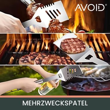 Набір для гриля AVOID - 28 предметів. Якісний набір аксесуарів для гриля з нержавіючої сталі. Ідеальний подарунок для чоловіків, татуся. Комплект для барбекю.