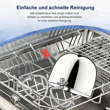 Кухонна машина Camic з 3 насадками (гак, міксер, вінчик), планетарний міксер з LED-дисплеєм, 10 швидкостей, 2 чашами з нержавіючої сталі 4Л та 5Л, для тіста, хліба, піци та тортів (Білий)