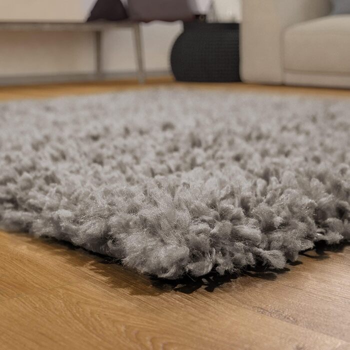 Килимок для вітальні TT Home з високим ворсом, штучний, сірий, 60x100 см