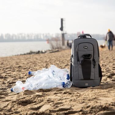 Сумка-слінг Rollei Fotoliner Ocean: фоторюкзак з перероблених пластикових пляшок (45 шт.), сірий, з дощовиком