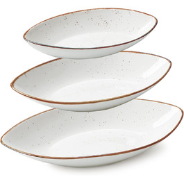 ONEMORE Large Oval Serving Plates, 25.5/30.5/35.5 cm, Set of 3 Serving Plates, Porcelain Bowl Small to Large, Serving Plates for Party, Meat, Appetizers, Dessert, Snack, Cream White