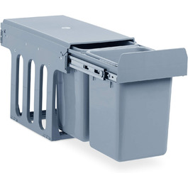 Вбудований відрізок для сміття Relaxdays для кухні, висувний, для під шафки, 15 л + 2x8 л, пластик, сірий