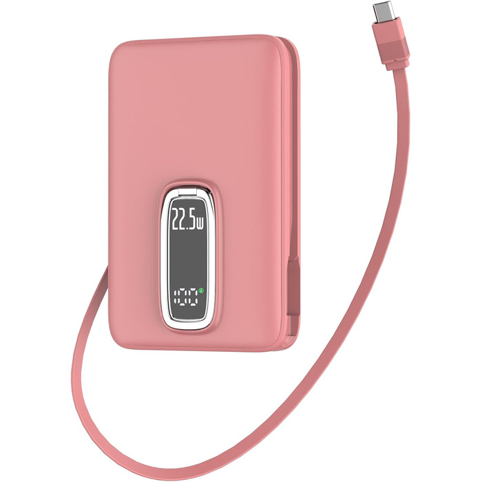 Power Bank Magsafe на iPhone 10000mAh 22.5W з кабелем USB-C, бездротова зарядка, рожевий