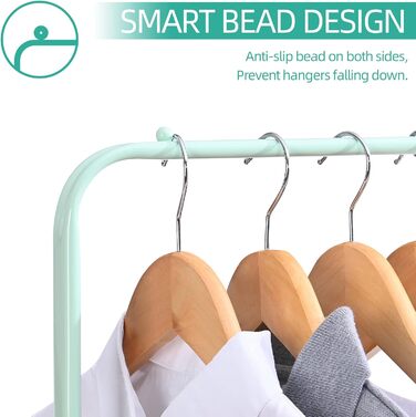 Clothes Rack Coat Stand, Clothes Rail Wheels, Bedroom Clothes Rack, Freestanding Shelf Cart 2 Tier Storage Shelf, Heavy-Duty Rolling Cart Utility Cart Green, WK830503-GN