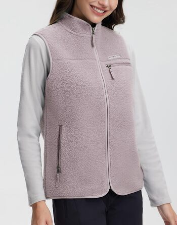 Тепла флісова жилетка Pioneer Camp для жінок – м'яка жилетка з плюшевої тканини з коміром-стійкою та блискавкою для осені, походів, катання на лижах, світло-фіолетовий, розмір S