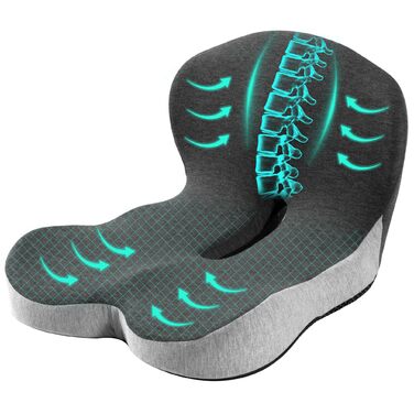 Ортопедична подушка для сидіння Urban Deco з підспинником, ергономічна подушка для спини з Memory Foam, для офісного крісла, автокрісла, інвалідного візка, чорно-сіра, 1 шт.