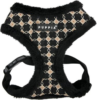 Нашийник для собак Puppia Huxley, теплий, зимовий, леопардовий принт, регульована грудна стрічка, для собак маленьких та середніх порід, синій, розмір M (Black_Jace, Small)