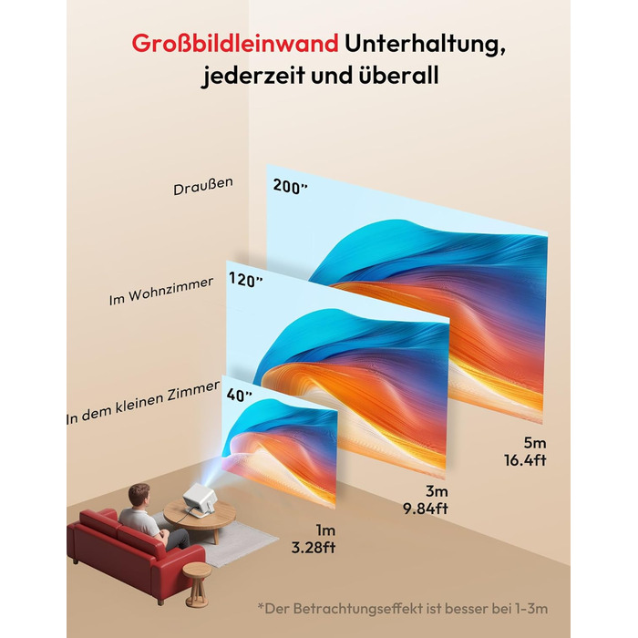 Проектор Smart Beamer N6 Pro: 4K, Full HD, WiFi 6, Автофокус, Netflix, Android/iPhone, для дому та на вулицю