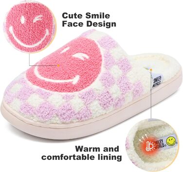 Домашні тапочки Smileyworld® для жінок та чоловіків з піною Memory Foam, м'які, теплі, плюшеві, для дому, рожеві, білі (фіолетовий у клітинку, 40/41 EU)