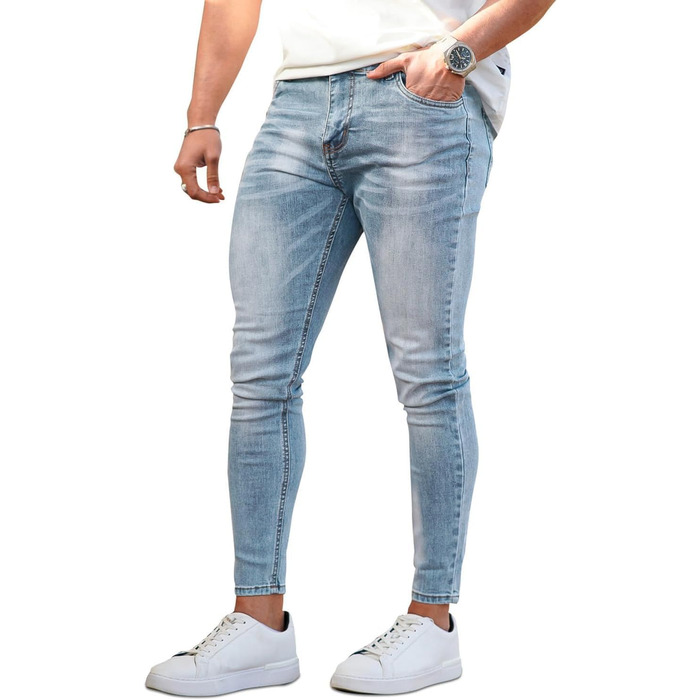 Чоловічі джинси GINGTTO Slim Stretch Skinny світло-блакитні 32W/30L