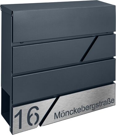 Поштовий ящик з газетницею з нержавіючої сталі, настінний, з замком та газетницею - лазерне гравіювання (Модель 4)