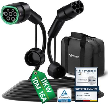 Кабель зарядки для електромобіля GONEO Typ 2 (11 кВт, 16 А) 10 м, 3 фази, з сумкою