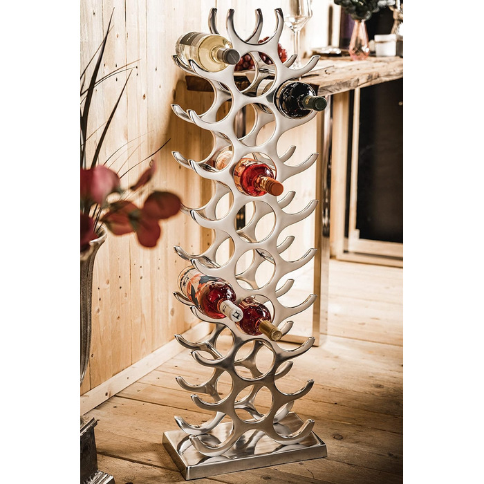 MichaelNoll Wine Rack Bottle Rack Bottle Aluminum Silver Luxury - Wine Rack, Modern Metal Shelf - Bottle Holder/Bottle Stand for Bottles of Prosecco, Wine and Champagne - 101 cm XXL