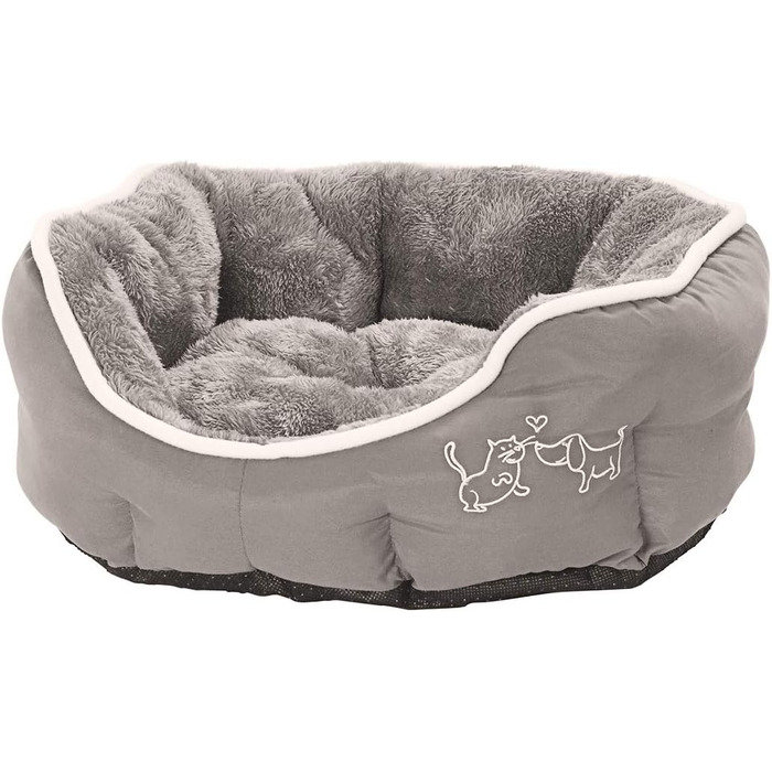 Кругле ліжко для собак та котів Dehner Lieblinge Sammy, 57x52x14 см, поліестер, сірий колір