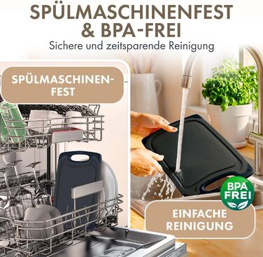 Набір обробних дощок Blumtal 3 шт. (S/M/L) - пластикові, з жолобками для соку та ручкою, BPA free, придатні для миття в посудомийній машині