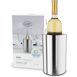 alfi SECCO, stainless steel bottle cooler for 0.70 to 1l bottles, wine, sparkling wine. Keeps drinks cool without condensation or ice cubes, ensuring chilled drinks to the very last drop. Dishwasher-safe, BPA-free (Polished stainless steel, cylindrical)