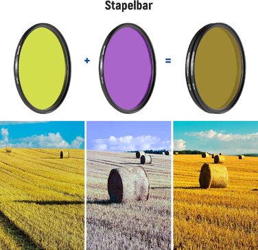 NEEWER Набір кольорових об'єктивних фільтрів 9 шт. (52 мм) – Набір фільтрів для об'єктивів камери, 9 кольорів, з сумками