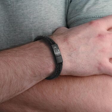 Чоловічий браслет TMT з гравіюванням з веганської шкіри | Браслет з нержавіючої сталі та шкіри для чоловіків з магнітною застібкою | Браслет з іменем для чоловіків | Подарунок для нього на Різдво (Дизайн Vierfelder)