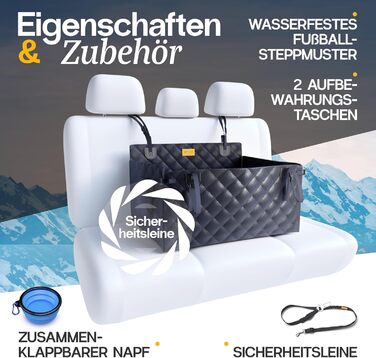 Автомобільний лежак для собак середніх порід - водовідштовхуючий, 75x58x36 см