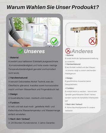 Кран кухонний поворотний 360°, з нержавіючої сталі, для кухні, автодому, ванної кімнати (хром)