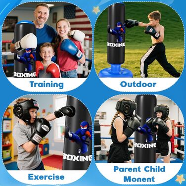 Дитячий боксерський мішок Qoosea 160см з рукавичками та насосом, для карате, кікбоксингу, тхеквондо (3-12 років)