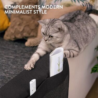 Navaris Cat Scratch Mat Scratch Protection Sofa - with 2 compartments - 128 x 45 cm Sisal Scratch Mat for Cat - Couch Cat Scratch Mat - also for Dogs (Black)