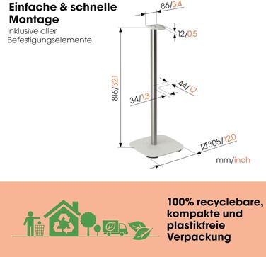 Стійка Vogel's SFS 4113 для Sonos ERA 100: надійна та стильна | Білий колір | З прихованням кабелів | Сертифікат TÜV