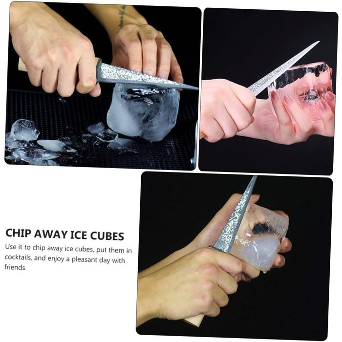 DECHOUS Ice Skates, ice cubes, ice molds, cool drinks, ice cubes, drink cooling, ice breaker tool, ice pick with wooden handle, bartender ice pick, bar ice pick, wooden ice pick, Khaki
