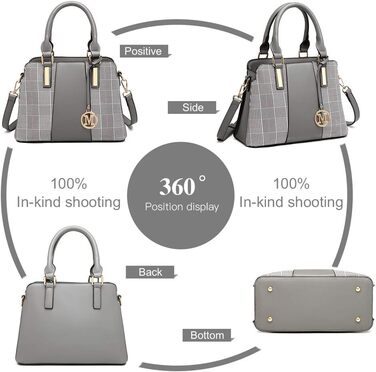 Сумка жіноча Miss Lulu середнього розміру з PU шкіри: сумка-шопер, сумка на плече для роботи, подорожей, бізнесу, сіра
