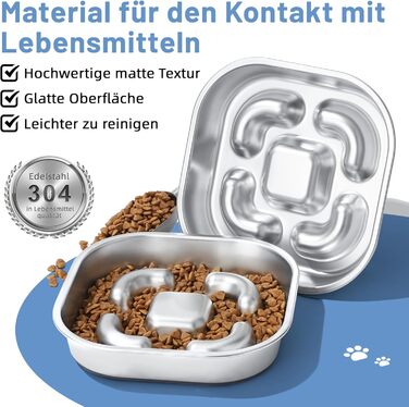 Миска для собак Anti Schling Napf з нержавіючої сталі 304, з силіконовим дном, для маленьких та середніх собак, 23*23*4.5 см