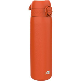Ion8 Stainless Steel Water Bottle, 600 ml, Leak-Proof, One-Handed Opening, Secure Locking Mechanism, Dishwasher Safe, Flip-Top Lid, Carrying Handle, Easy to Clean, Durable & Scratch-Resistant (Stainless Steel, Orange)