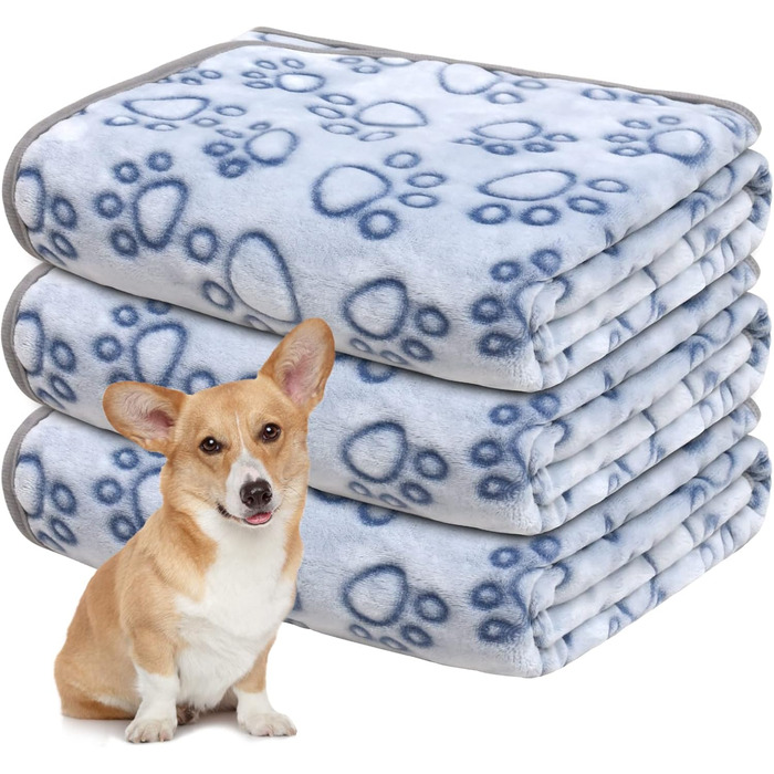 М'яка ковдра для собак та котів Gorgelly (3 шт.) 80x60 см та 60x80 см, блакитна. Легка, миюча, для дому та подорожей