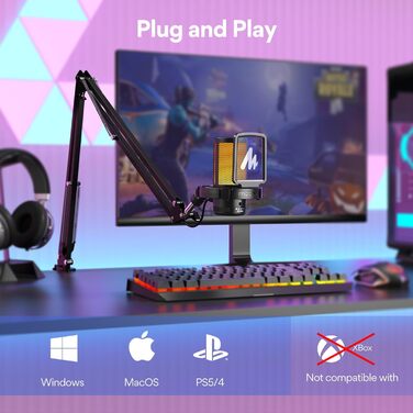 Мікрофон MAONO DGM20S для стрімінгу та запису: USB-мікрофон з шумозаглушенням, моніторингом та регулюванням гучності, для Twitch, YouTube, Discord, PC, Mac, PS5