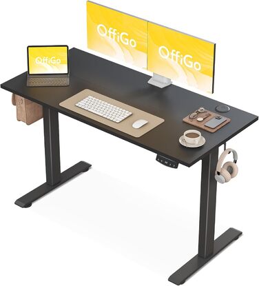 OffiGo Height Adjustable Electric Standing Desk - Ergonomic Computer Desk with Memory Function - Modern White Standing Desk for Home & Office (120x54cm)