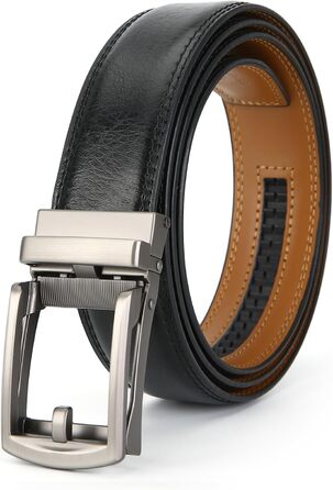 Чоловічий шкіряний ремінь на пряжці з автоматичним закриттям, 35 мм, білий, 130 см (E-schwarz)