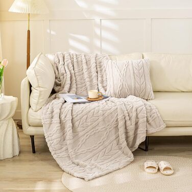 Плюшева ковдра з штучного хутра YUSOKI, 127 x 152,4 см, тепла та м'яка, Sherpa Fleece, для ліжка, крісла, дивана, спальні (Блакитно-зелений)