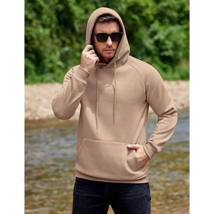 COOFANDY Худі для чоловіків з капюшоном, теплий світшот з флісу, бавовняний світшот з кишенями, чоловічий худі (Хакі, XL)