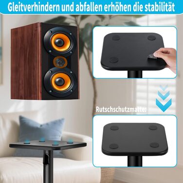 Підставка для акустики, регульована висота, 1 пара, для сателітної та поличкової акустики, до 5 кг, з кабелепроводом (SB-202-висота не регулюється)