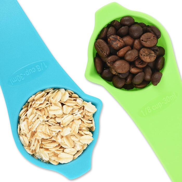 Measuring Cup and Spoon Set, Stackable, 7 Measuring Cups and 7 Measuring Spoons with Levelers, Dishwasher Safe, Plastic Measuring Cups, Stackable Cups, 15 Piece (Random Color)