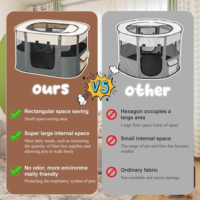 Клітка-забіг для цуценят та собак, складана, сірого кольору, 70x55x40 см