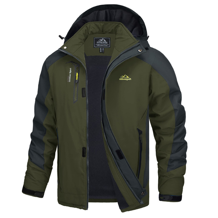 Чоловіча демісезонна куртка TACVASEN Softshell — водовідштовхуюча легка куртка для походів та прогулянок з відстібним капюшоном, армійний зелений, XXL