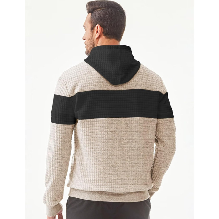 Чоловічий худі з капюшоном, теплий світшот з довгими рукавами, кольоровий блок, A Pergament, розмір S
