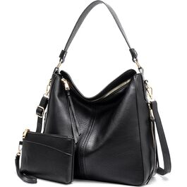 Сумка жіноча шопер велика елегантна через плече, PU-шкіра, колір кава, з кишенею, замок (B Schwarz)