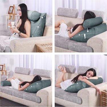 Подушка для спини, трикутна подушка для попереку, підголовник, подушка для ліжка, спинка для дивану, велика подушка для спини сірого кольору, Ployester, 60 см