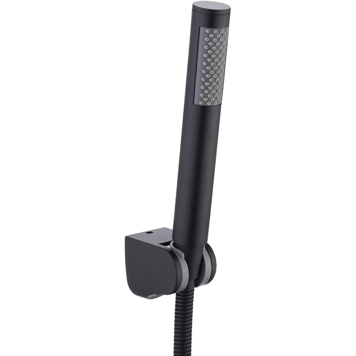 KES Handheld Shower Head Shower Head Bathroom SUS304 Shower Head with Shower Head Holder and Shower Hose Stainless Steel Brushed, LP150-BS (Black)