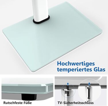 FITUEYES Adjustable TV Stand for 32-65 Inch TVs - Swivel & VESA 600x400 - White