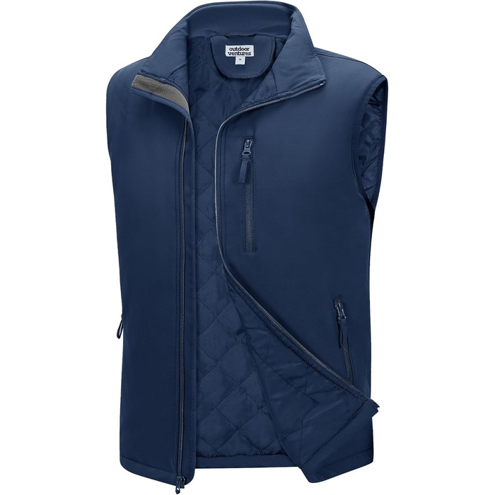 Чоловічий жилет Outdoor Venture з підкладкою, водовідштовхуючий, вітрозахисний, дихаючий для велоспорту, бігу, піших прогулянок (Синій, M)