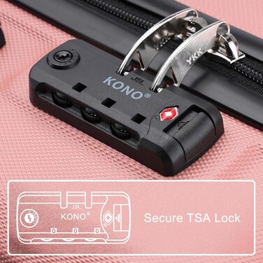 KONO Валіза-Тролей середнього розміру 24 дюйми, ABS, з TSA-замком, 4 колеса, 65×44×25.5 см, Кремово-білий (Набір 3 шт.)